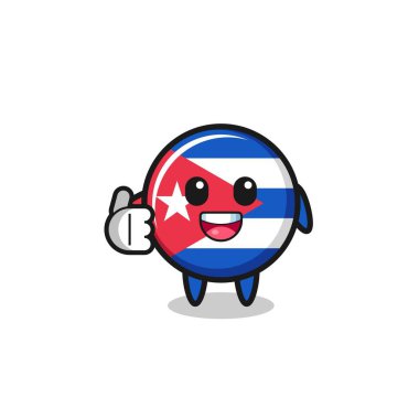 cuba flag mascot doing thumbs up gesture , cute design