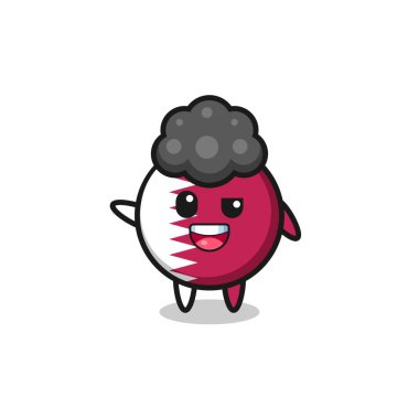 qatar flag character as the afro boy , cute design