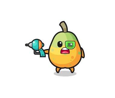 cute papaya holding a future gun , cute design