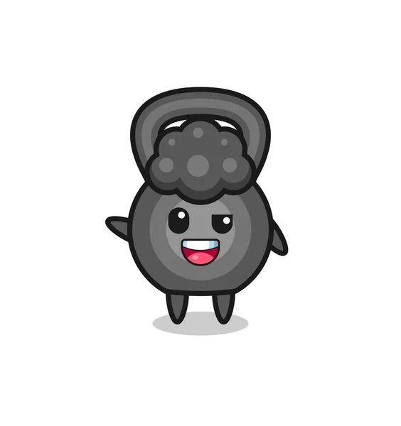 Kettlebell Character Afro Boy Cute Design — ストックベクタ