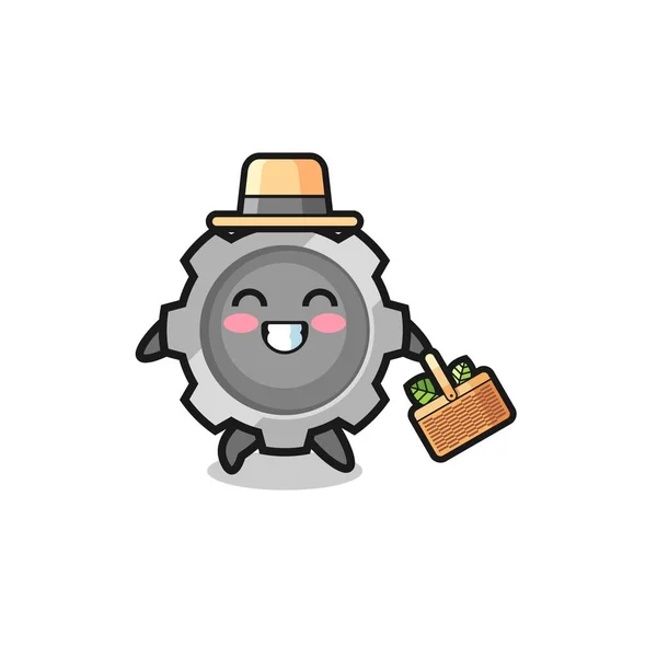 Gear Herbalist Character Searching Herbal Cute Design — стоковый вектор