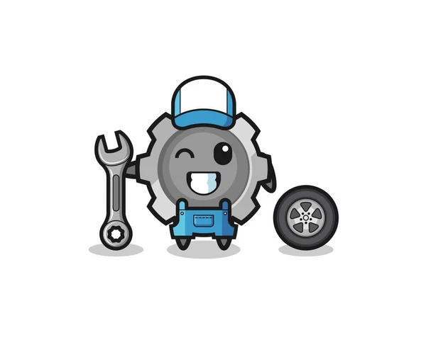 Gear Character Mechanic Mascot Cute Design — 图库矢量图片