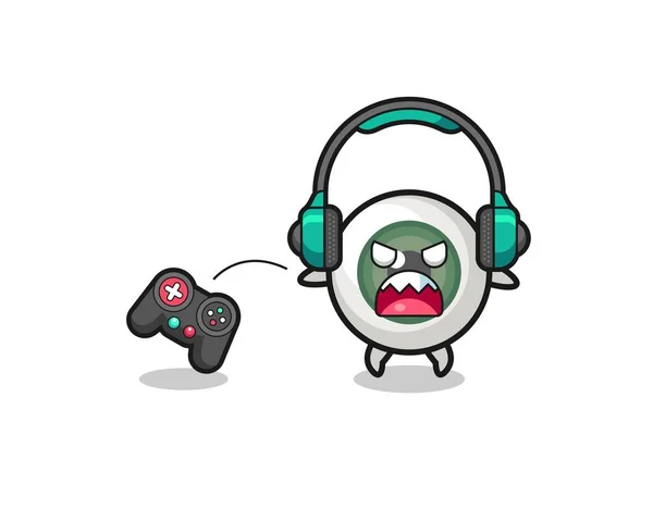 Globo Ocular Gamer Mascota Enojado Lindo Diseño — Archivo Imágenes Vectoriales