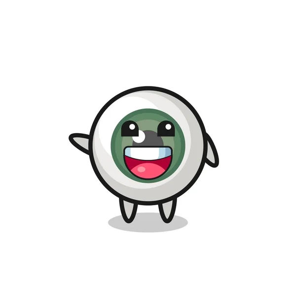 Happy Eyeball Cute Mascot Character Cute Design — стоковый вектор