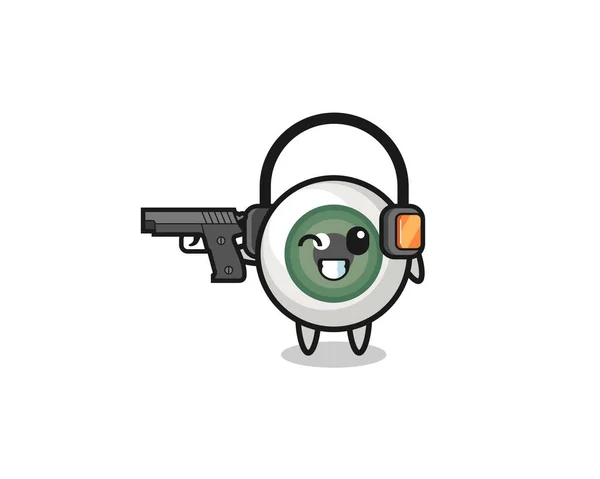 Illustration Eyeball Cartoon Doing Shooting Range Cute Design — Stok Vektör