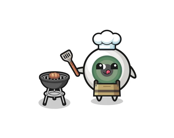Eyeball Barbeque Chef Grill Cute Design — ストックベクタ