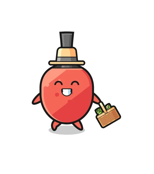 Table Tennis Racket Herbalist Character Searching Herbal Cute Design — 스톡 벡터