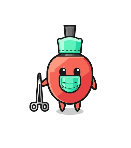 Surgeon Table Tennis Racket Mascot Character Cute Design — Archivo Imágenes Vectoriales