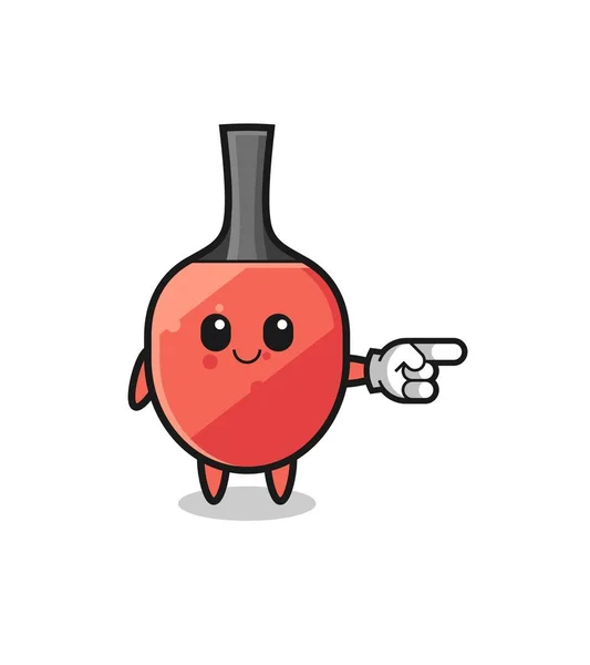 Table Tennis Racket Mascot Pointing Right Gesture Cute Design — ストックベクタ