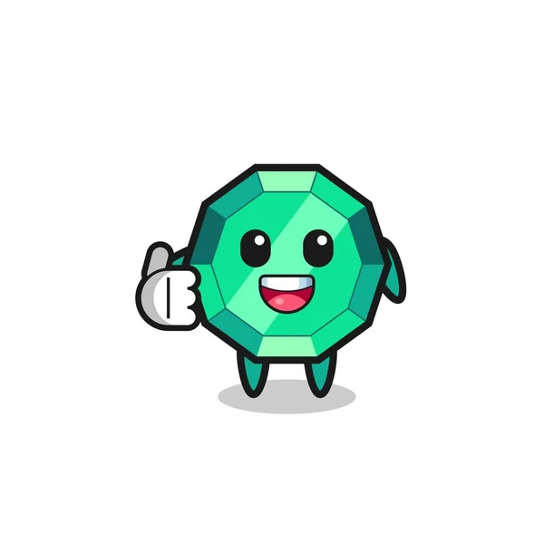 Emerald Gemstone Mascot Doing Thumbs Gesture Cute Design — Wektor stockowy