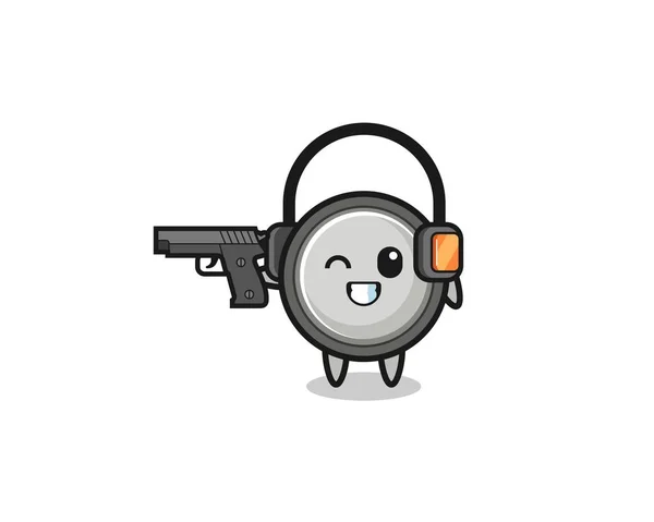 Illustration Button Cell Cartoon Doing Shooting Range Cute Design — Vettoriale Stock