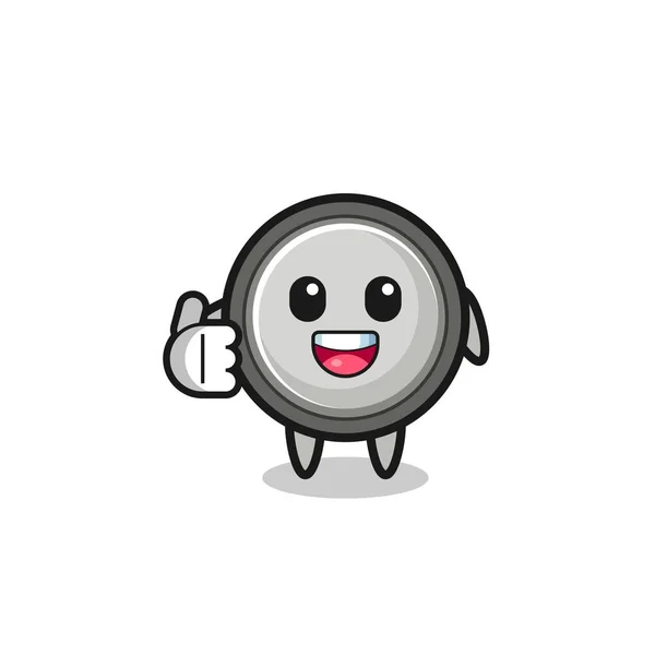 Button Cell Mascot Doing Thumbs Gesture Cute Design — Stock Vector