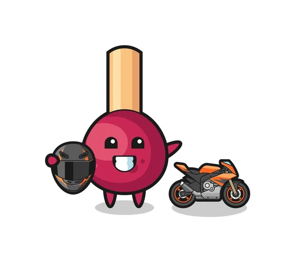 Cute Matches Cartoon Motorcycle Racer Cute Design — Wektor stockowy