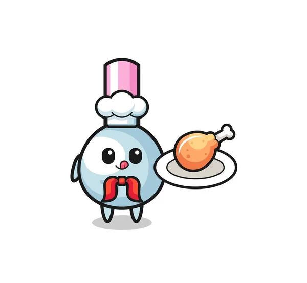 Cotton Bud Fried Chicken Chef Cartoon Character Cute Design — ストックベクタ