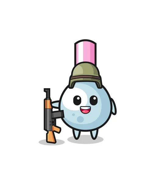 Cute Cotton Bud Mascot Soldier Cute Design — стоковый вектор