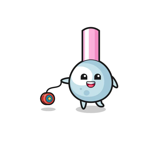 Cartoon Cute Cotton Bud Playing Yoyo Cute Design — Stockový vektor