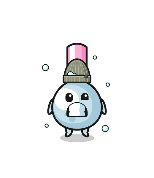 Cute Cartoon Cotton Bud Shivering Expression Cute Design — Archivo Imágenes Vectoriales