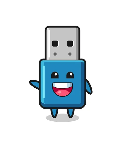 Lecteur Flash Heureux Usb Mignon Personnage Mascotte Design Mignon — Image vectorielle