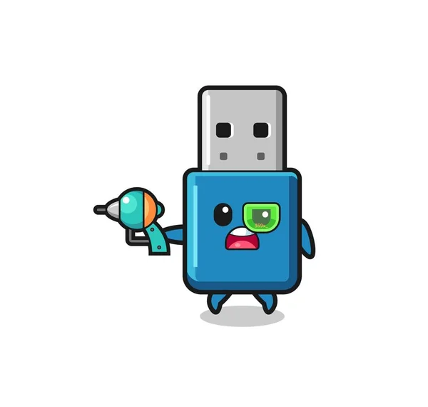 Cute Flash Drive Usb Holding Future Gun Cute Design — Stok Vektör