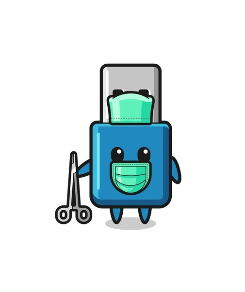 Surgeon Flash Drive Usb Mascot Character Cute Design — Vettoriale Stock