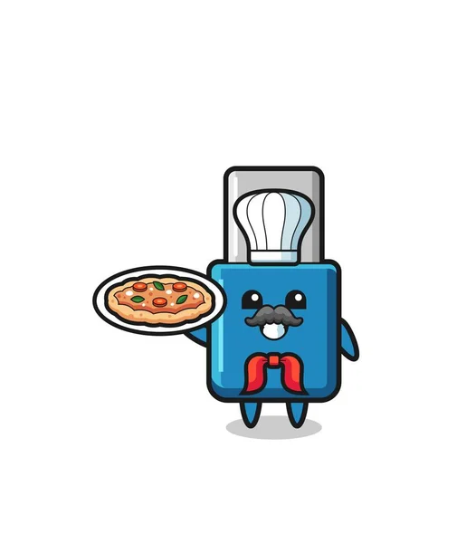 Flash Drive Usb Character Italian Chef Mascot Cute Design — Stock vektor