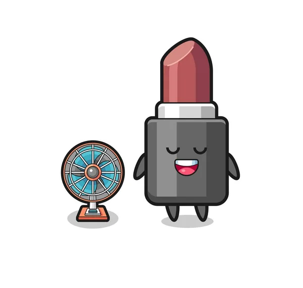 Cute Lipstick Standing Front Fan Cute Design — Stockvektor