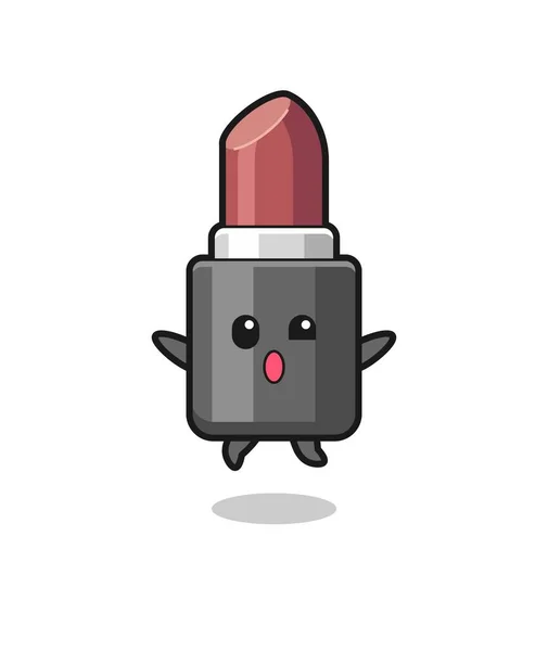 Lipstick Character Jumping Gesture Cute Design —  Vetores de Stock