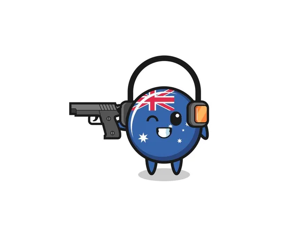 Illustration Australia Flag Cartoon Doing Shooting Range Cute Design — Vector de stock