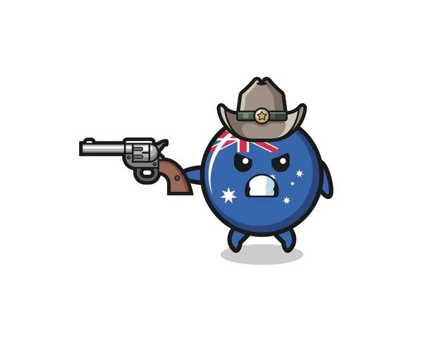 Australia Flag Cowboy Shooting Gun Cute Design — Stock Vector