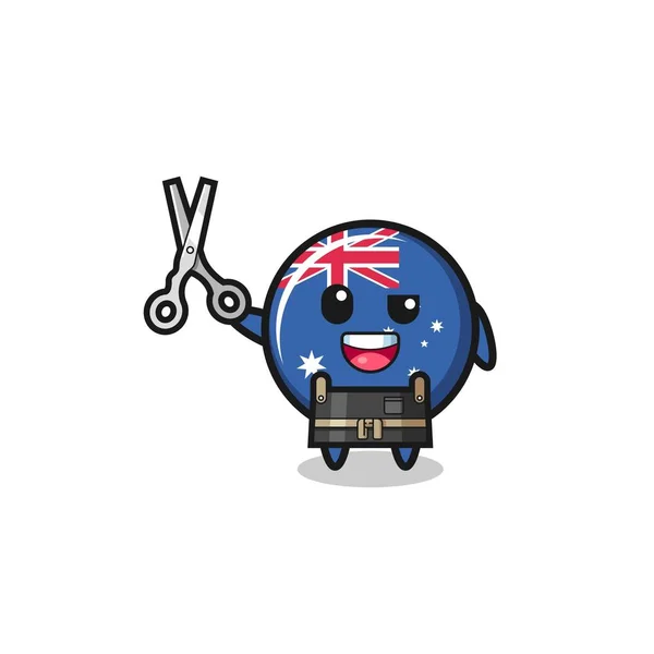 Australia Flag Character Barbershop Mascot Cute Design — Stok Vektör