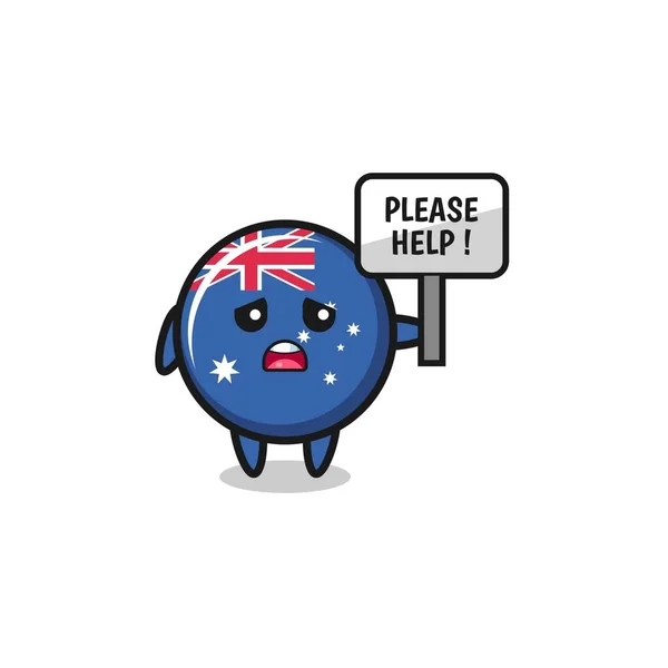 Cute Australia Flag Hold Please Help Banner Cute Design — Wektor stockowy