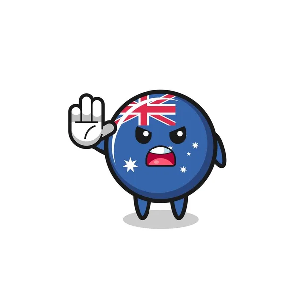 Australia Flag Character Doing Stop Gesture Cute Design — стоковый вектор