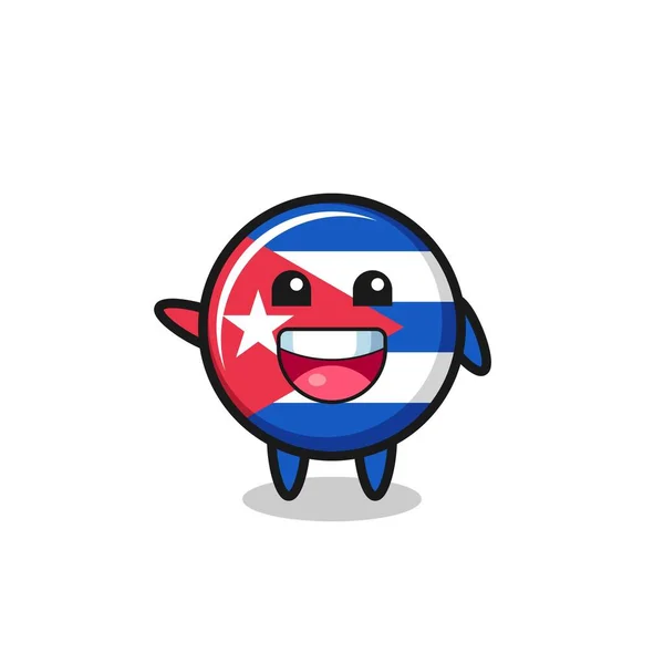 Happy Cuba Flag Cute Mascot Character Cute Design — Stok Vektör