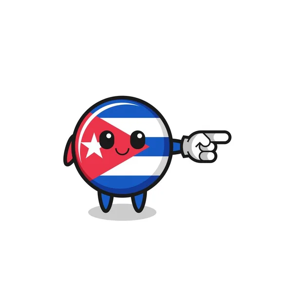 Cuba Flag Mascot Pointing Right Gesture Cute Design — Stok Vektör