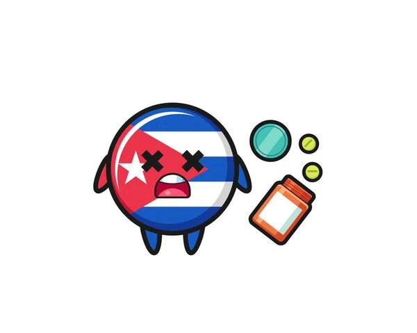 Illustration Overdose Cuba Flag Character Cute Design — Stok Vektör