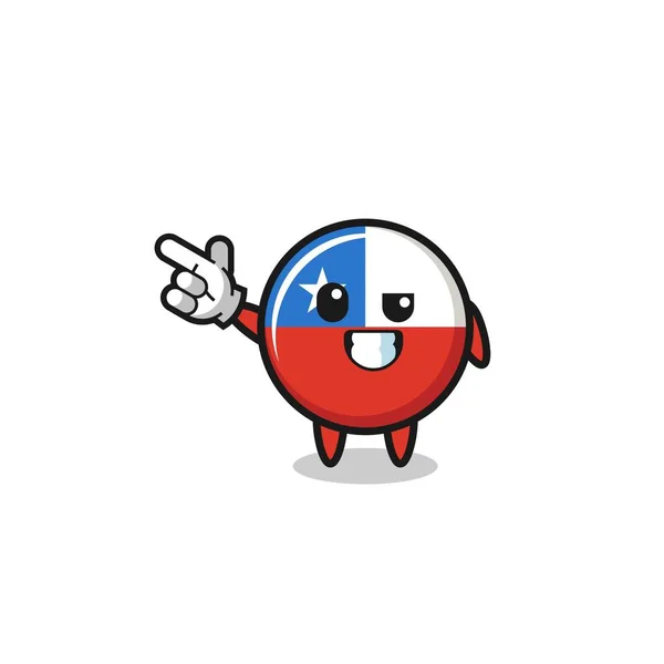 Chile Flag Mascot Pointing Top Left Cute Design — Vector de stock