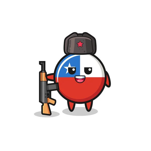 Cute Chile Flag Cartoon Russian Army Cute Design — Image vectorielle