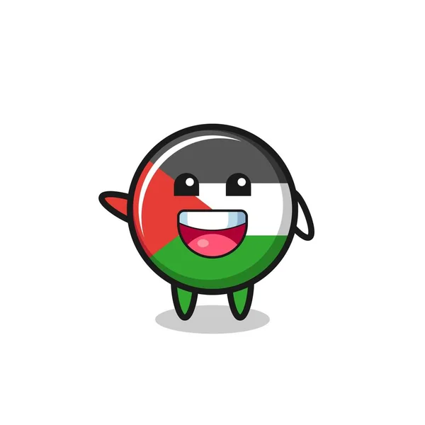 Happy Palestine Flag Cute Mascot Character Cute Design — Stockový vektor