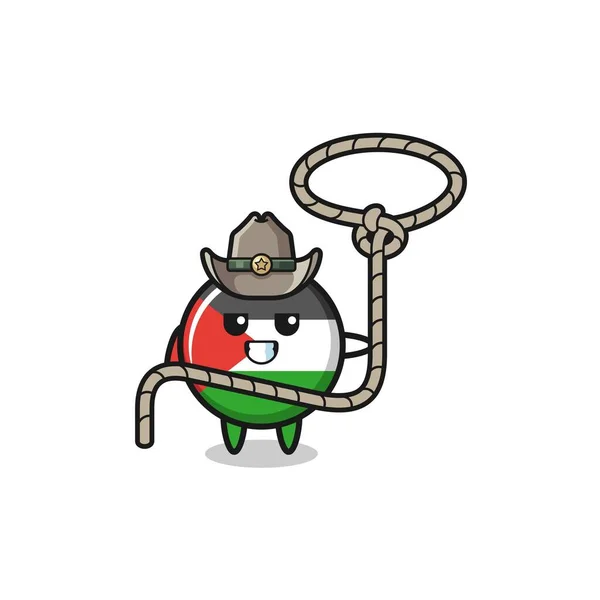Palestine Flag Cowboy Lasso Rope Cute Design — ストックベクタ