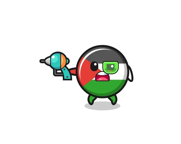 Cute Palestine Flag Holding Future Gun Cute Design — Stockový vektor