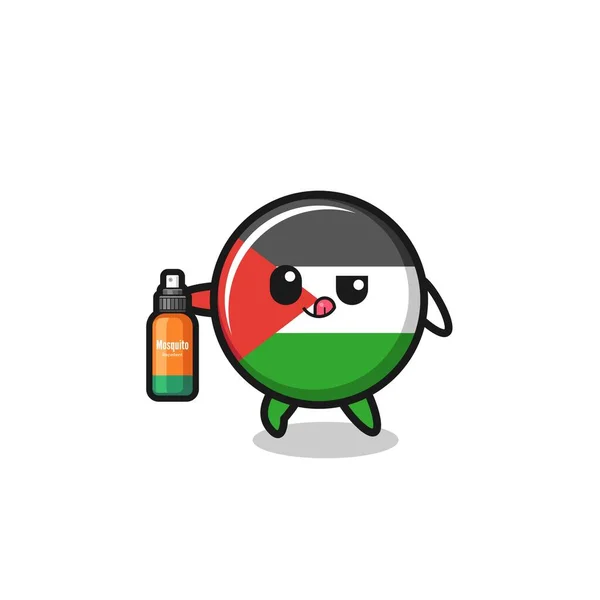 Cute Palestine Flag Holding Mosquito Repellent Cute Design — Stockový vektor