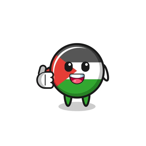 Palestine Flag Mascot Doing Thumbs Gesture Cute Design — Stockový vektor