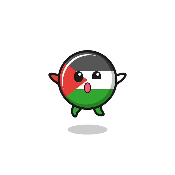Palestine Flag Character Jumping Gesture Cute Design — 스톡 벡터