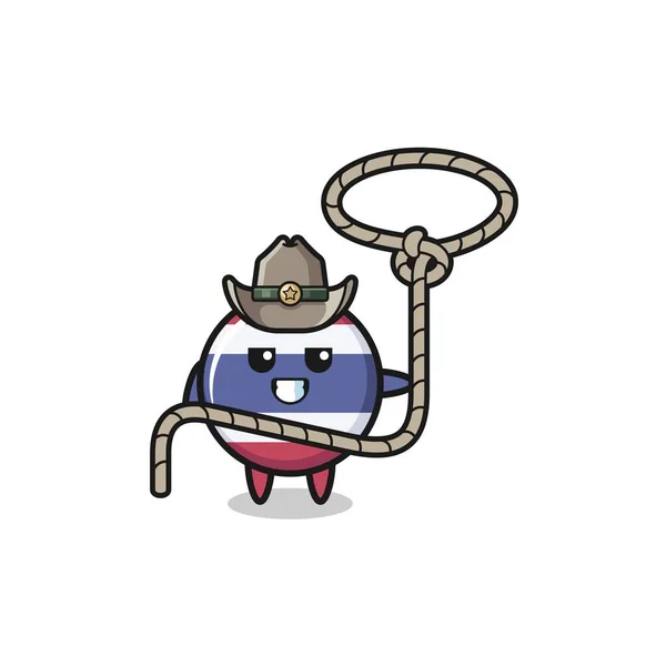 Thailand Flag Cowboy Lasso Rope Cute Design — Stockový vektor