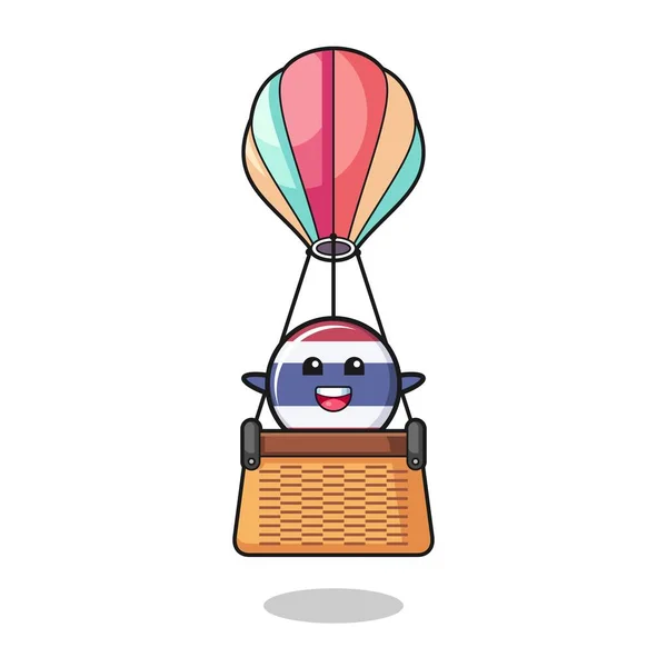 熱気球に乗るタイ国旗マスコット可愛いデザイン — ストックベクタ