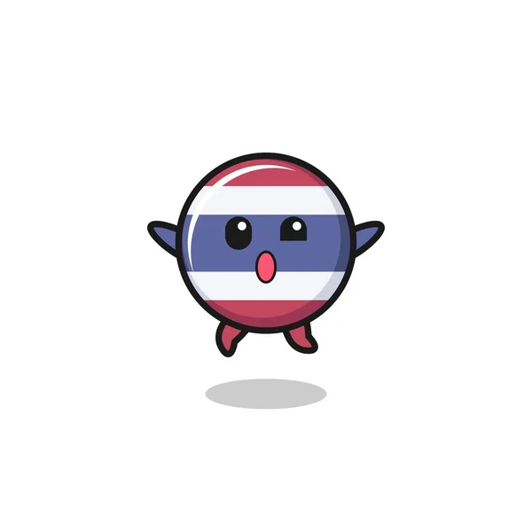 Thailand Flag Character Jumping Gesture Cute Design — Vetor de Stock