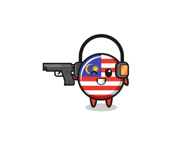 Illust Dibujo Animado Bandera Malasia Haciendo Campo Tiro Diseño Lindo — Archivo Imágenes Vectoriales