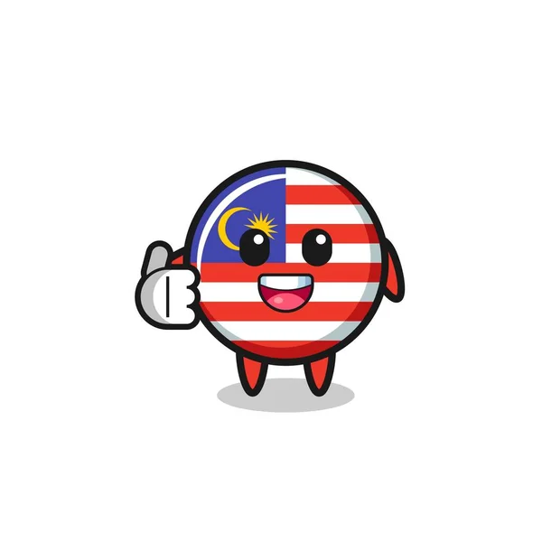 Malaysia Σημαία Μασκότ Κάνει Αντίχειρες Επάνω Χειρονομία Χαριτωμένο Σχεδιασμό — Διανυσματικό Αρχείο