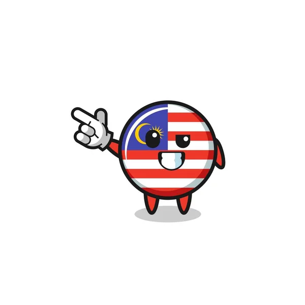 Malaysia Flag Mascot Pointing Top Left Cute Design — Vetor de Stock
