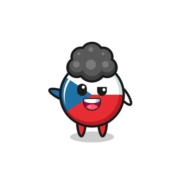 Czech Flag Character Afro Boy Cute Design — Vector de stock